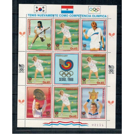 Paraguay 1988 - Tenis, Jocurile Olimpice, KLB neuzat Paraguay 1988 - Tenis, Jocurile Olimpice, KLB neuzat