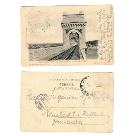 Cernavoda 1904 - Podul Regele Carol I, Fetesti, ilustrata circul