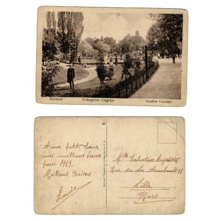 Bucuresti 1919 - Gradina Cismigiu, ilustrata
