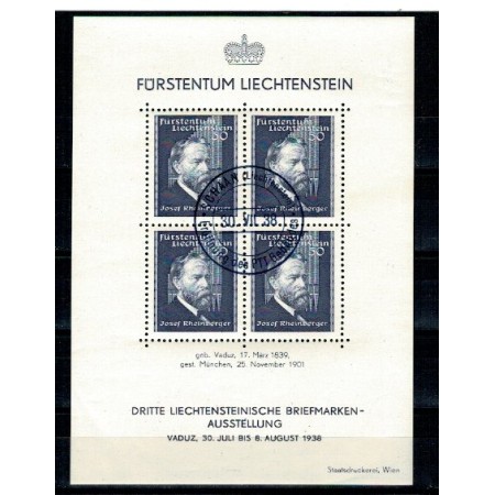 Liechtenstein 1938 - Expo Vaduz, colita stampila prima zi Liechtenstein 1938 - Expo Vaduz, colita stampila prima zi