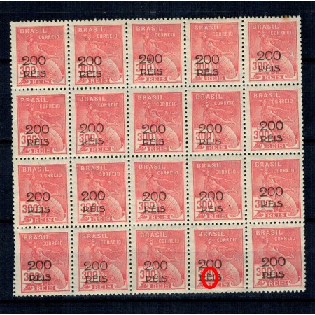 Brazilia 1933 - Mi389 bloc de 20 neuzat, eroare Brazilia 1933 - Mi389 bloc de 20 neuzat, eroare