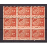 1946 - Mihai, bloc val. 80L cu eroare "LE" in loc de LEI