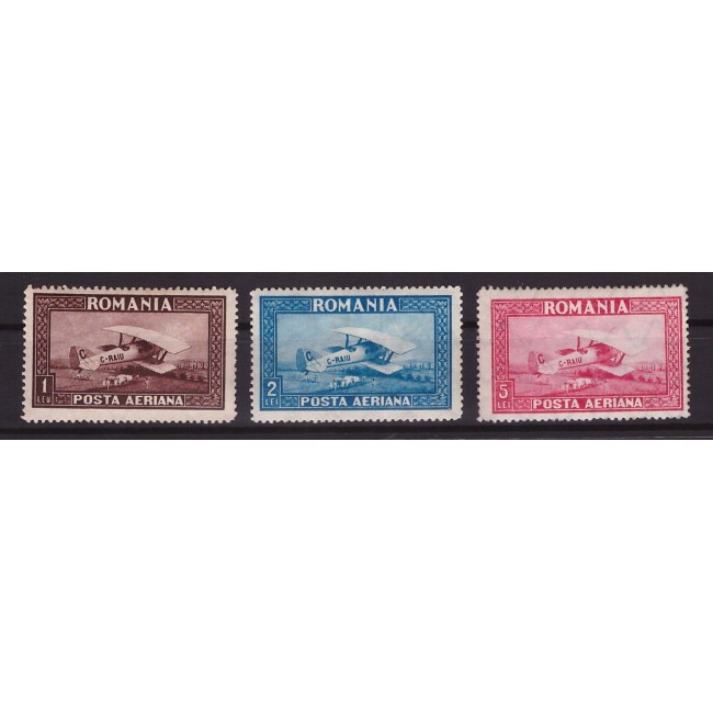 1928 - Posta Aeriana C-RAIU filigran orizontal serie neștampilata cu sarniere 1928 - Posta Aeriana C-RAIU filigran orizontal serie neștampilata cu sarniere