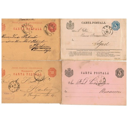 1879-1886 - Lot 4 carti postale, intreguri, circulate 1879-1886 - Lot 4 carti postale, intreguri, circulate