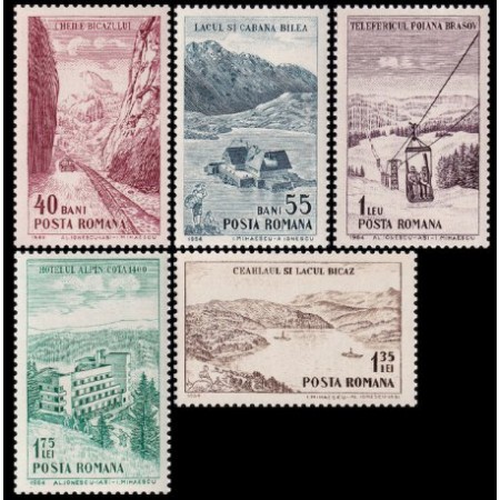 1964 - Puncte turistice la munte, serie neuzata