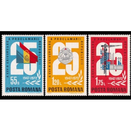 1972 - A XXV-a aniversare a proclamării republicii, serie neuzata