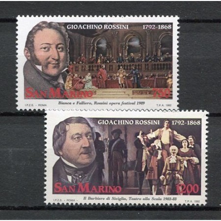 San Marino 1992 - Giachino Rossini, muzica, serie neuzata San Marino 1992 - Giachino Rossini, muzica, serie neuzata