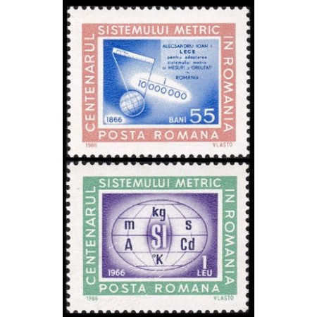 1966 - Centenarul sistemului metric, serie neuzata