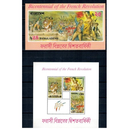 Bangladesh 1989 - Revolutia Franceza, colita+bloc neuzat Bangladesh 1989 - Revolutia Franceza, colita+bloc neuzat