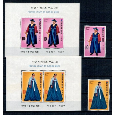 Korea Sud 1973 - Costume dinastia Yi (V) serie+colite neuzate Korea Sud 1973 - Costume dinastia Yi (V) serie+colite neuzate