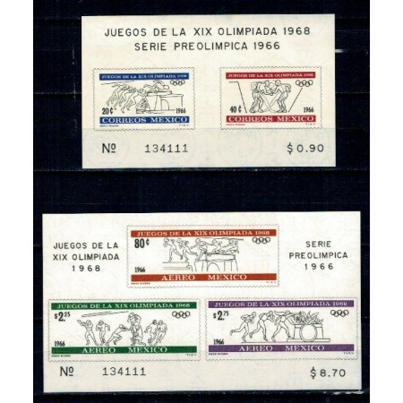 Mexic 1966 - Jocurile Olimpice, preolimpiada, colita+bloc neuzat Mexic 1966 - Jocurile Olimpice, preolimpiada, colita+bloc neuzat