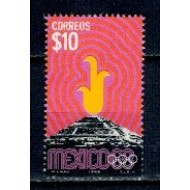 Mexic 1968 - Jocurile Olimpice, flacara olimpica, neuzat