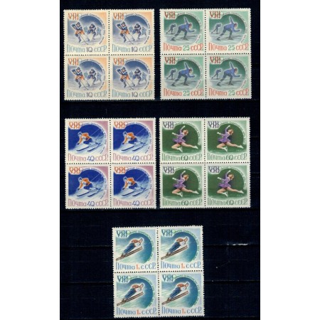 URSS 1960 - Jocurile Olimpice Squaw Valley, serie bloc de 4 neuz URSS 1960 - Jocurile Olimpice Squaw Valley, serie bloc de 4 neuz
