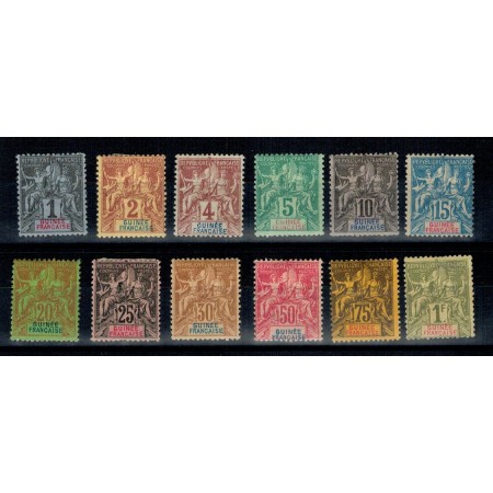 Guinea Franceza 1892 - Uzuale, serie incompleta nestampilata Guinea Franceza 1892 - Uzuale, serie incompleta nestampilata