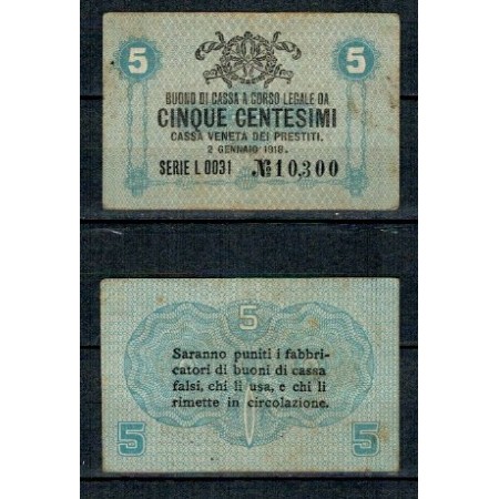 Venetia(ocupatia Austro-Ungara) 1918 - 5 centesimi, circulata