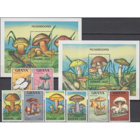 Ghana 1989 - Ciuperci, serie+colite neuzate Ghana 1989 - Ciuperci, serie+colite neuzate