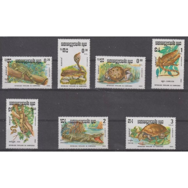 Cambodge 1983 - Reptile, fauna, serie neuzata Cambodge 1983 - Reptile, fauna, serie neuzata