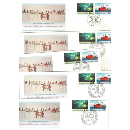 Australian Antarctic 1991 - Antarctic Treaty, lot 5 plicuri FDC Australian Antarctic 1991 - Antarctic Treaty, lot 5 plicuri FDC