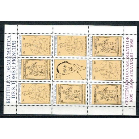 Sao Tome 1982 - Igor Stravinski, compozitor, KLB neuzat Sao Tome 1982 - Igor Stravinski, compozitor, KLB neuzat
