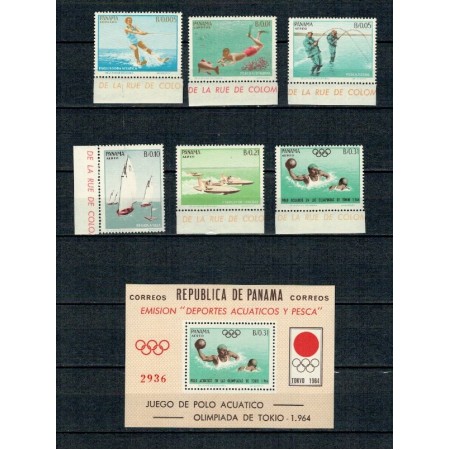 Panama 1964 - Jocurile Olimpice, sporturi acvatice, serie+colita Panama 1964 - Jocurile Olimpice, sporturi acvatice, serie+colita