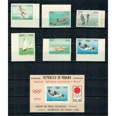 Panama 1964 - J.O. Tokyo, sporturi acvatice, serie+colita ndt ne Panama 1964 - J.O. Tokyo, sporturi acvatice, serie+colita ndt ne