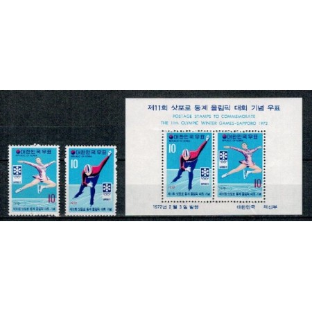Korea Sud 1972 - Jocurile Olmpice de iarna, sport, serie si colita neuzata Korea Sud 1972 - Jocurile Olmpice de iarna, sport, serie si colita neuzata