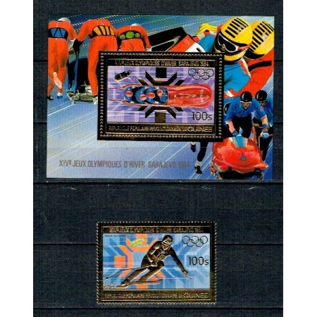 Guinea 1983 - Jocurile Olimpice de iarna, gold, serie+colita neu Guinea 1983 - Jocurile Olimpice de iarna, gold, serie+colita neu