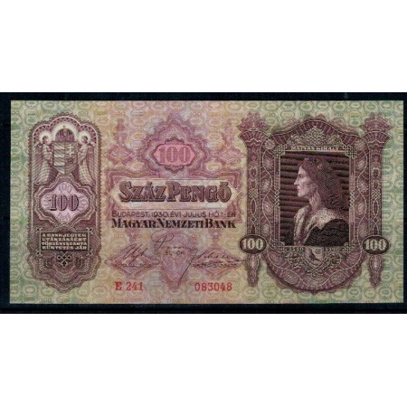 Ungaria 1930 - 100 pengo, XF+/aUNC Ungaria 1930 - 100 pengo, XF+/aUNC