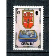 Gibraltar 1994 - Stema, arhitectura, 5Pound, neuzata
