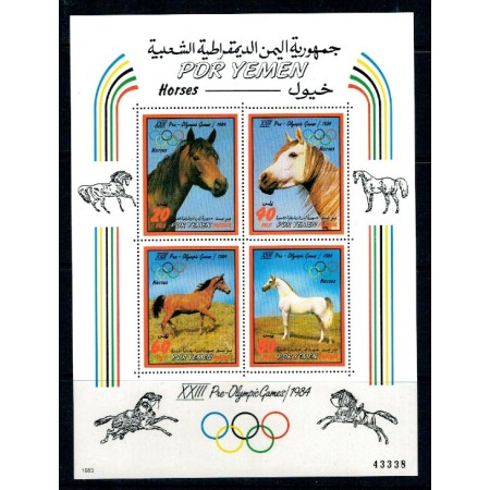 Yemen 1983 - Preolimpiada, cai, bloc neuzat Yemen 1983 - Preolimpiada, cai, bloc neuzat