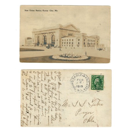 S.U.A. 1915 - Kansas City, gara, foto carte postala circulata S.U.A. 1915 - Kansas City, gara, foto carte postala circulata