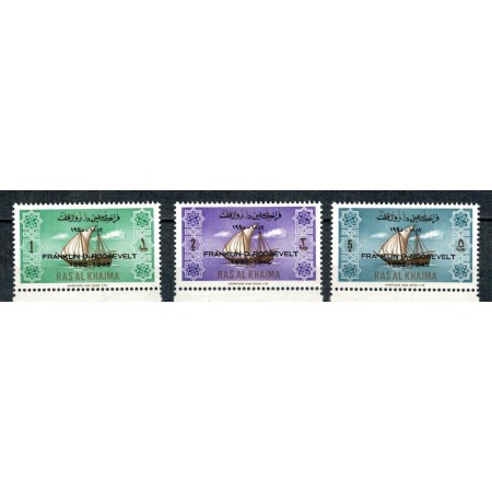 Ras al Khaima 1965 - Roosevelt, vapoare, supratipar, serie neuzata