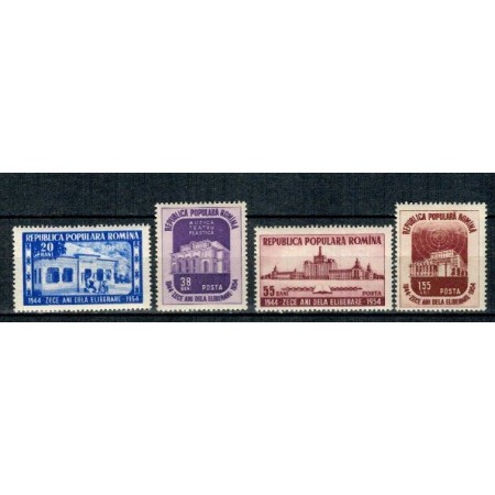 1954 - Zece ani de la eliberare, cladiri, serie neuzata