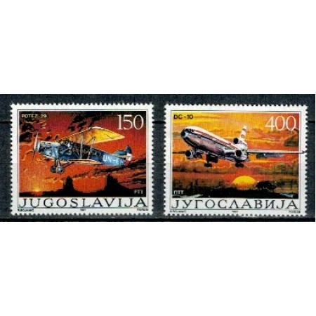 Iugoslavia 1987 - Avioane, aviatie, serie neuzata Iugoslavia 1987 - Avioane, aviatie, serie neuzata