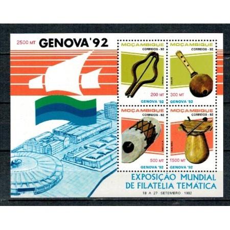 Mozambic 1992 - Instrumente muzicale, bloc neuzat Mozambic 1992 - Instrumente muzicale, bloc neuzat