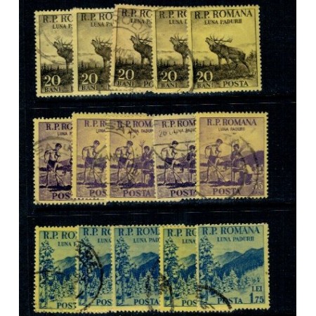 Romania 1954 - Luna padurii, lot 5 serii stampilate