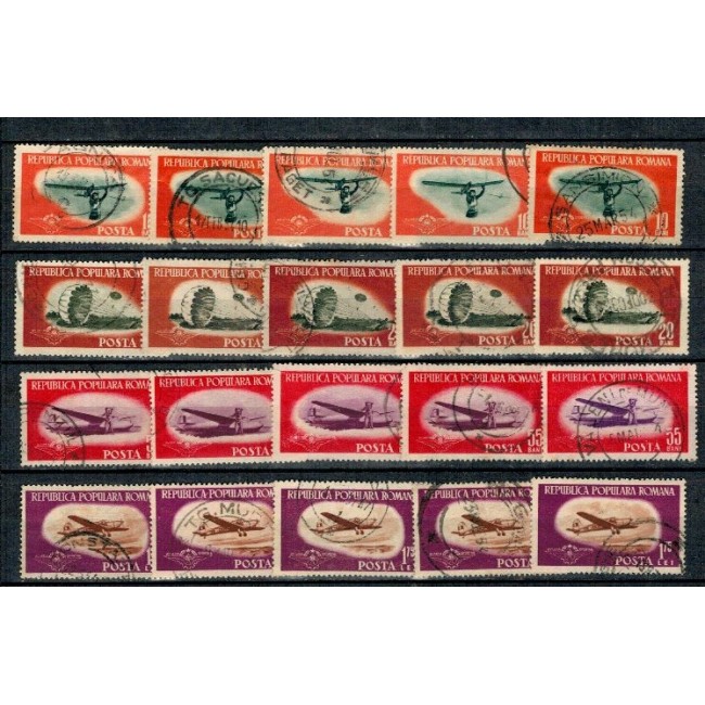 Romania 1953 - Aviatia sportiva, lot 5 serii stampilate Romania 1953 - Aviatia sportiva, lot 5 serii stampilate