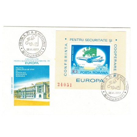 1977 - Conferinta pt. securitate, FDC, colita ndt neuzata 1977 - Conferinta pt. securitate, FDC, colita ndt neuzata
