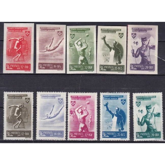 1945 - OSP, sport, serie dantelata si nedantelata neuzata 1945 - OSP, sport, serie dantelata si nedantelata neuzata