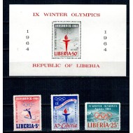 Liberia 1963 - Jocurile Olimpice de iarna, sport, serie si colita neuzata