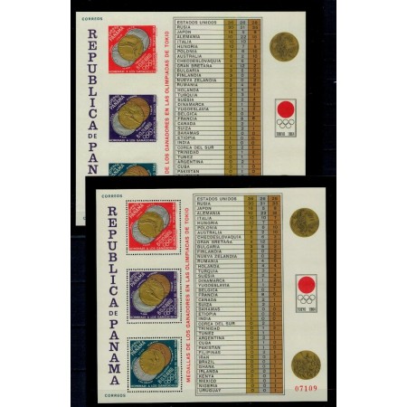 Panama 1965 - Jocurile Olimpice, medalii, bloc dt si ndt neuzat Panama 1965 - Jocurile Olimpice, medalii, bloc dt si ndt neuzat