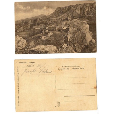 Sarajevo (Bosnia) 1916 - Carte postala, munti, jandarm