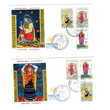 Tunisia 1962 - Costume nationale, serie plicuri prima zi Tunisia 1962 - Costume nationale, serie plicuri prima zi