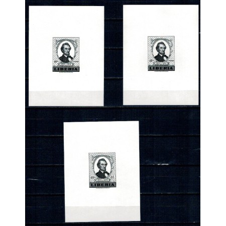 Liberia 1959 - Abraham Lincoln, serie probe de culoare nedantela Liberia 1959 - Abraham Lincoln, serie probe de culoare nedantela