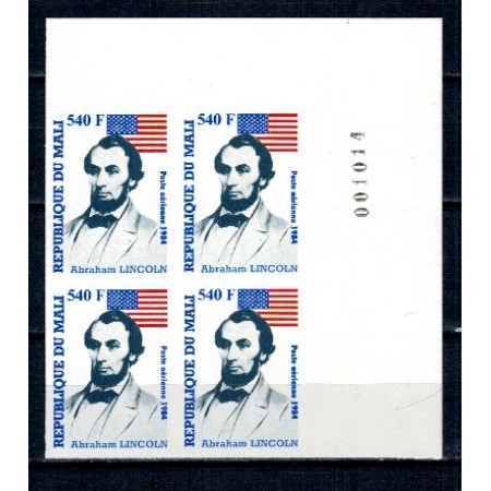 Mali 1984 - Abraham Lincoln, bloc de 4 ndt neuzat Mali 1984 - Abraham Lincoln, bloc de 4 ndt neuzat