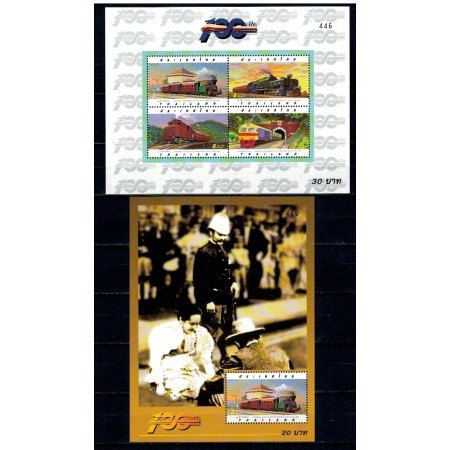 Thailanda 1997 - Locomotive, colita si bloc neuzat Thailanda 1997 - Locomotive, colita si bloc neuzat