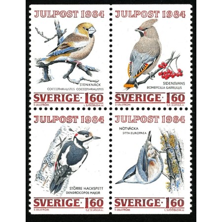 Suedia 1984 - Craciun, pasari, serie neuzata