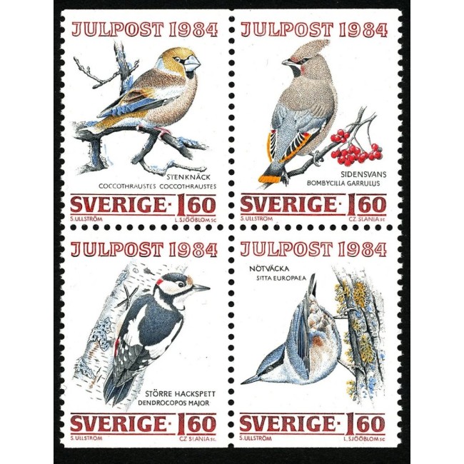 Suedia 1984 - Craciun, pasari, serie neuzata