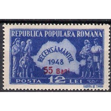 1952 - Recensamantul, cu supratipar, neuzat