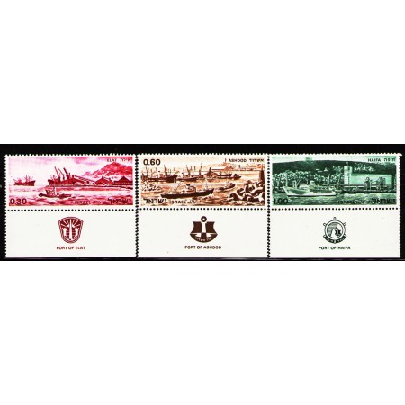 Israel 1969 - Porturi, vapoare, serie neuzata cu tab Israel 1969 - Porturi, vapoare, serie neuzata cu tab